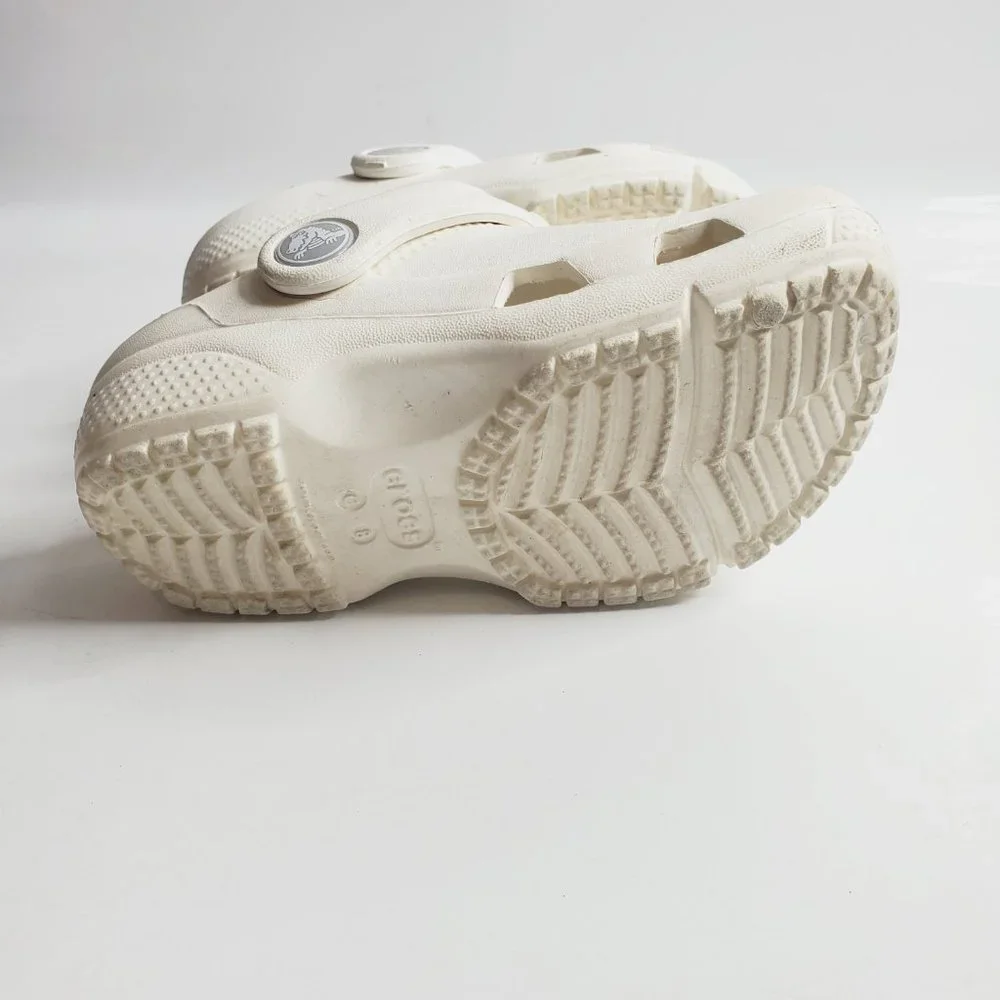 Crocs‎ Boy's White Classic Breathe Adjustable Slip On Casual Clogs Size 8